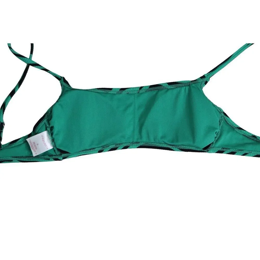 Xhilaration Zebra Green Removable Pad‎ Bikini Swimwear Top SMALL Animal Print